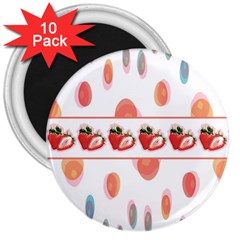Strawberries 3  Magnets (10 Pack) 