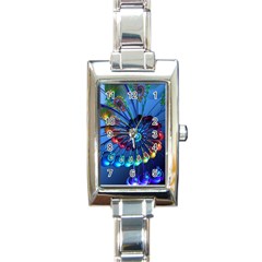 Top Peacock Feathers Rectangle Italian Charm Watch by BangZart