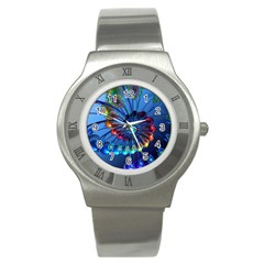 Top Peacock Feathers Stainless Steel Watch by BangZart