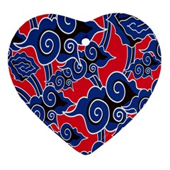 Batik Background Vector Heart Ornament (two Sides)