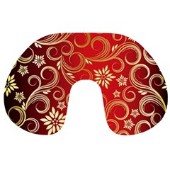 Golden Swirls Floral Pattern Travel Neck Pillows