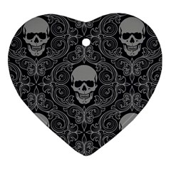 Dark Horror Skulls Pattern Heart Ornament (two Sides) by BangZart