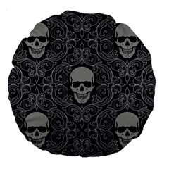 Dark Horror Skulls Pattern Large 18  Premium Round Cushions