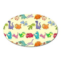 Group Of Funny Dinosaurs Graphic Oval Magnet by BangZart