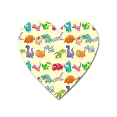 Group Of Funny Dinosaurs Graphic Heart Magnet by BangZart