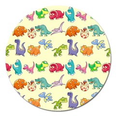 Group Of Funny Dinosaurs Graphic Magnet 5  (round) by BangZart