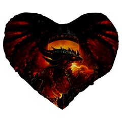 Dragon Legend Art Fire Digital Fantasy Large 19  Premium Heart Shape Cushions