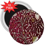 Crewel Fabric Tree Of Life Maroon 3  Magnets (10 pack)  Front