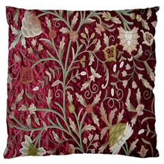 Crewel Fabric Tree Of Life Maroon Large Cushion Case (one Side) by BangZart