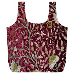 Crewel Fabric Tree Of Life Maroon Full Print Recycle Bags (l) 