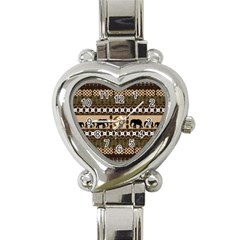 Elephant African Vector Pattern Heart Italian Charm Watch by BangZart