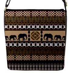 Elephant African Vector Pattern Flap Messenger Bag (s)