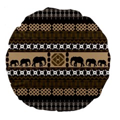 Elephant African Vector Pattern Large 18  Premium Flano Round Cushions