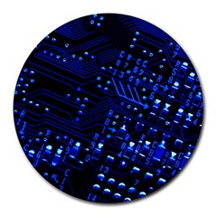 Blue Circuit Technology Image Round Mousepads by BangZart