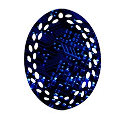 Blue Circuit Technology Image Ornament (oval Filigree) by BangZart