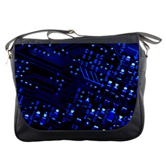 Blue Circuit Technology Image Messenger Bags by BangZart