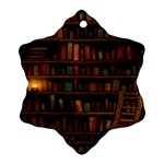 Books Library Ornament (Snowflake) Front