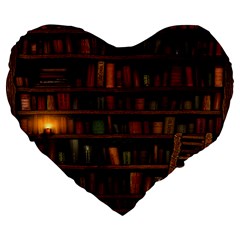 Books Library Large 19  Premium Flano Heart Shape Cushions