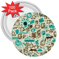 Telegramme 3  Buttons (100 Pack)  by BangZart