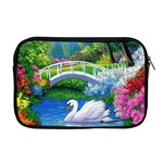 Swan Bird Spring Flowers Trees Lake Pond Landscape Original Aceo Painting Art Apple MacBook Pro 17  Zipper Case Front