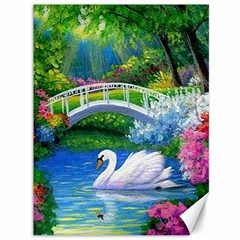 Swan Bird Spring Flowers Trees Lake Pond Landscape Original Aceo Painting Art Canvas 36  X 48   by BangZart