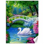 Swan Bird Spring Flowers Trees Lake Pond Landscape Original Aceo Painting Art Canvas 36  x 48   35.26 x46.15  Canvas - 1