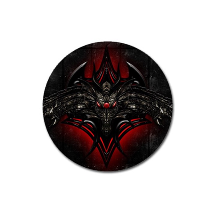 Black Dragon Grunge Magnet 3  (Round)