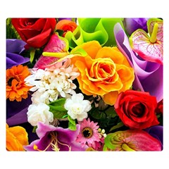 Colorful Flowers Double Sided Flano Blanket (small) 