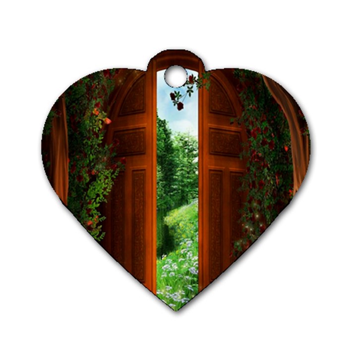 Beautiful World Entry Door Fantasy Dog Tag Heart (Two Sides)