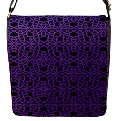 Triangle Knot Purple And Black Fabric Flap Messenger Bag (s)