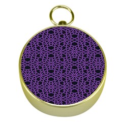 Triangle Knot Purple And Black Fabric Gold Compasses