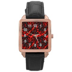 Volcanic Textures  Rose Gold Leather Watch 