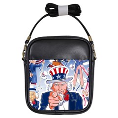 Independence Day United States Of America Girls Sling Bags by BangZart