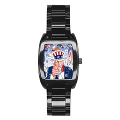 Independence Day United States Of America Stainless Steel Barrel Watch