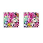 Colorful Flowers Patterns Cufflinks (Square) Front(Pair)