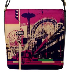 Pink City Retro Vintage Futurism Art Flap Messenger Bag (s)