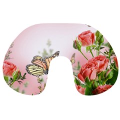 Flora Butterfly Roses Travel Neck Pillows by BangZart