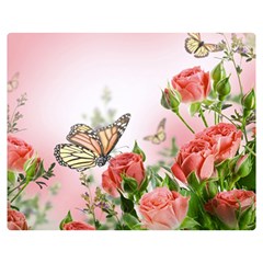 Flora Butterfly Roses Double Sided Flano Blanket (medium) 