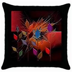 Colorful Leaves Throw Pillow Case (black)