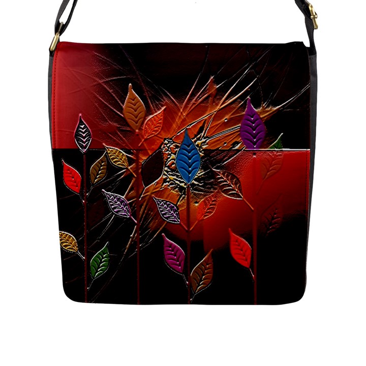 Colorful Leaves Flap Messenger Bag (L) 