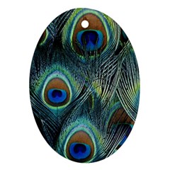 Feathers Art Peacock Sheets Patterns Oval Ornament (two Sides) by BangZart