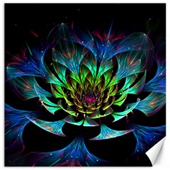 Fractal Flowers Abstract Petals Glitter Lights Art 3d Canvas 16  X 16  