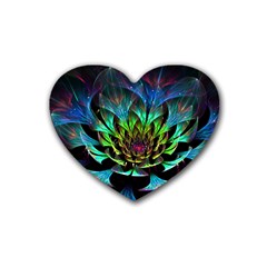 Fractal Flowers Abstract Petals Glitter Lights Art 3d Rubber Coaster (heart) 