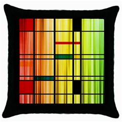 Line Rainbow Grid Abstract Throw Pillow Case (black) by BangZart