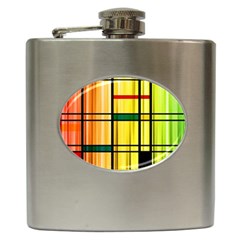 Line Rainbow Grid Abstract Hip Flask (6 Oz) by BangZart