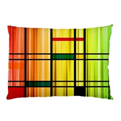 Line Rainbow Grid Abstract Pillow Case by BangZart