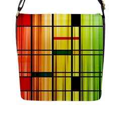 Line Rainbow Grid Abstract Flap Messenger Bag (l) 