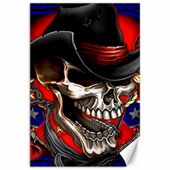 Confederate Flag Usa America United States Csa Civil War Rebel Dixie Military Poster Skull Canvas 24  X 36  by BangZart