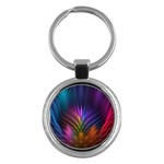 Colored Rays Symmetry Feather Art Key Chains (Round)  Front