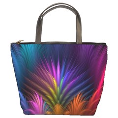 Colored Rays Symmetry Feather Art Bucket Bags by BangZart